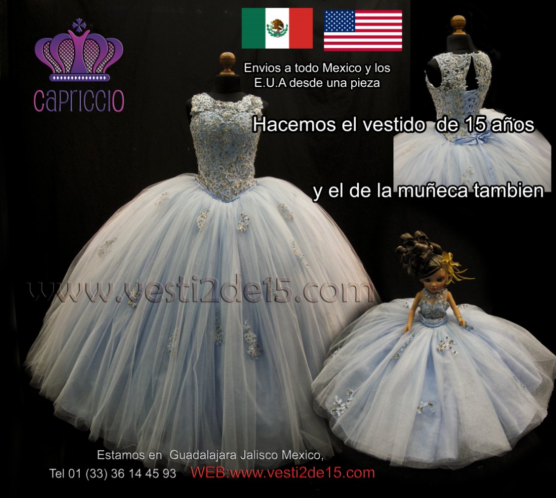 Vestido de quince años de encaje con diseño princesa elegante